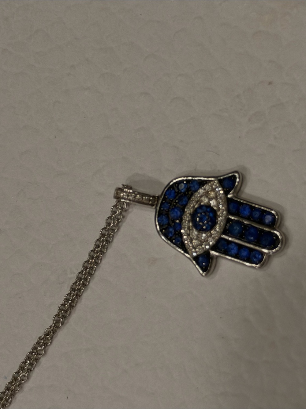 Effy Silver Hamsa Pendant Necklace with Blue and White Stones